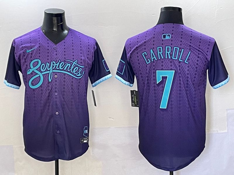 Men Arizona Diamondback 7 Carroll Purple Joint Name 2025 Nike MLB Jersey style 1